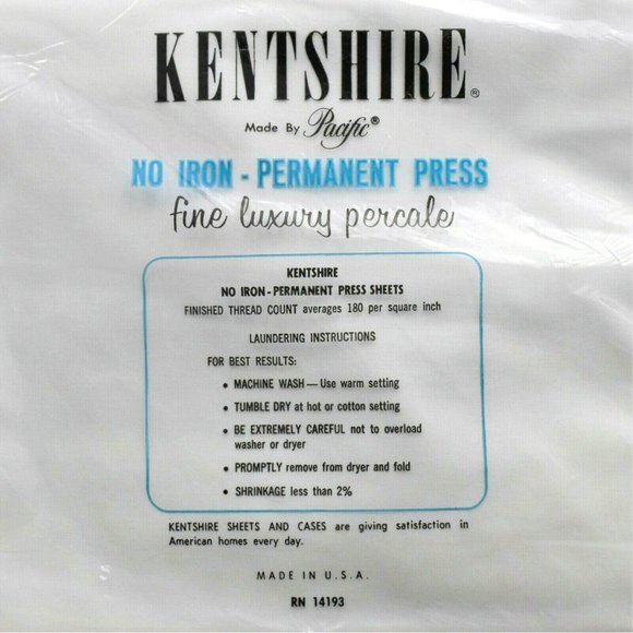 Kentshire Sheet by Pacific White Flat Sheet Percale Double Full 81x104 - Picture 5 of 5